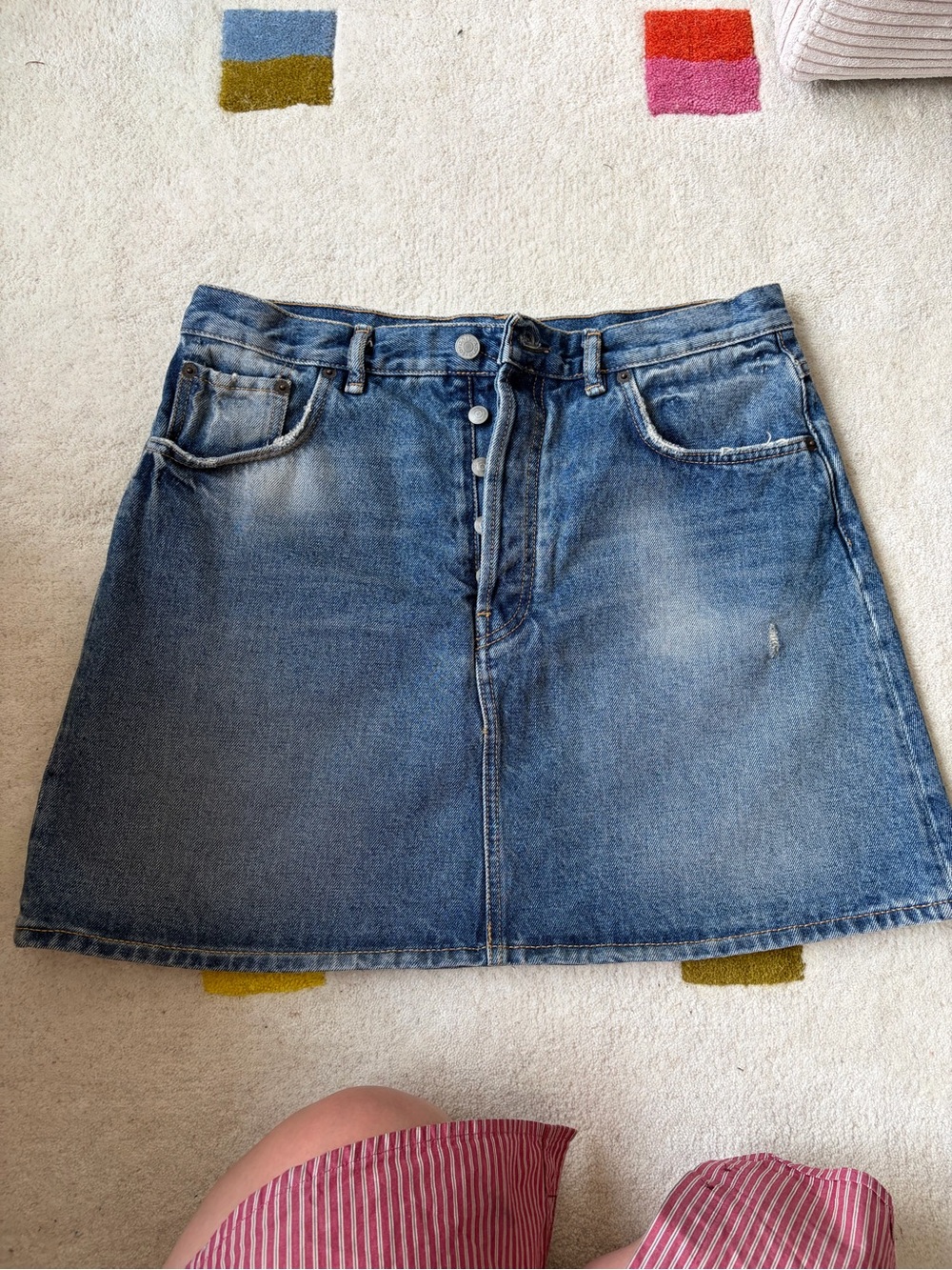 Acne Blue Denim A-Line Skirt